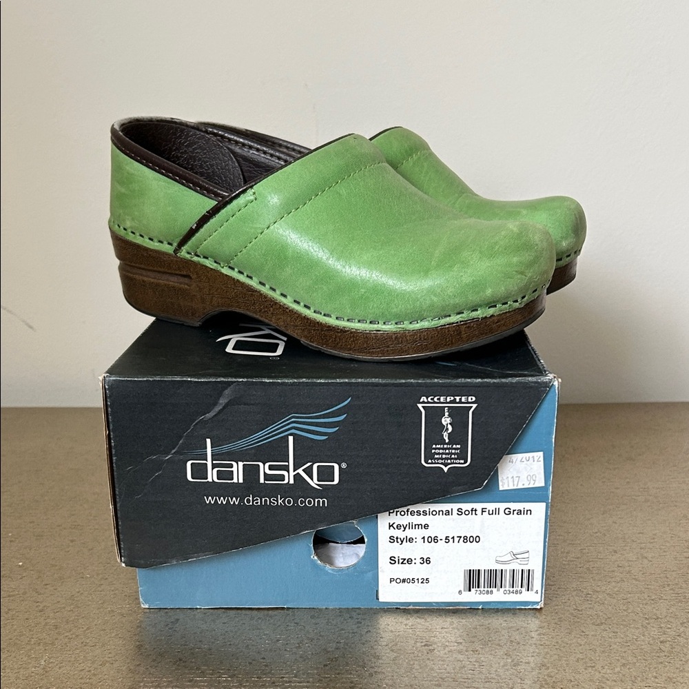 Dansko Green and Brown Professional Mules